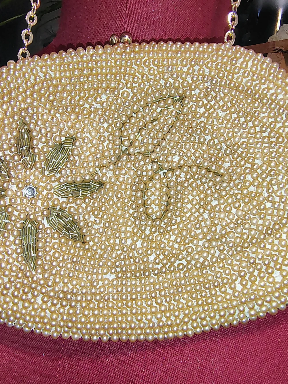 Pearl Beaded Evening Clutch Purse